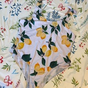 Lemon printed one piece swim suit
